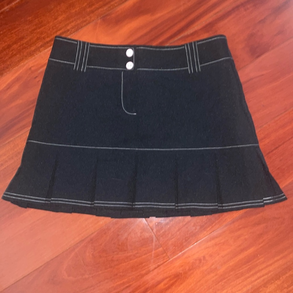 Vintage Tracy Evans Black Pleated Mini Skirt